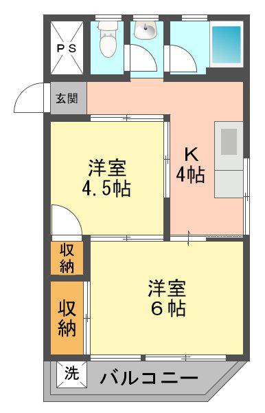 マンション中村II(2K/3階)の間取り写真