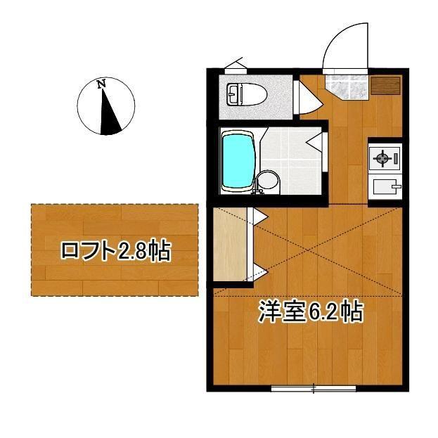 DECENTⅠ(1K/2階)の間取り写真