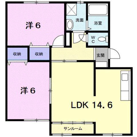 ノーヴァI(2LDK/2階)の間取り写真