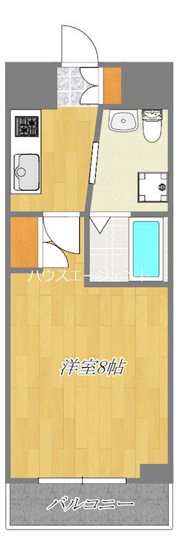 ウエスト VINE I(1K/9階)の間取り写真