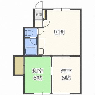 コーポふじA(2LDK/1階)の間取り写真