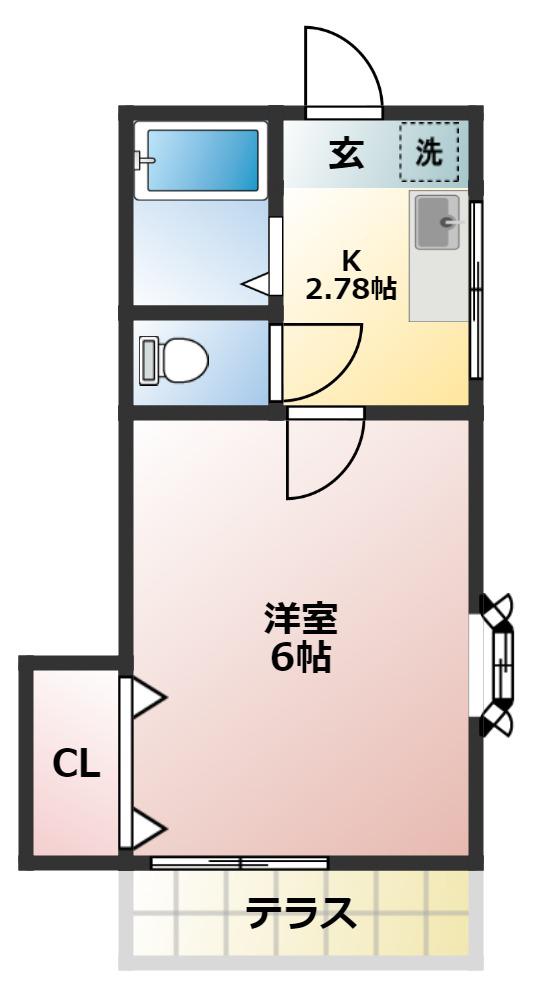 コーポフミ(1K/1階)の間取り写真