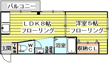 モリハイム小松II(1LDK/4階)の間取り写真