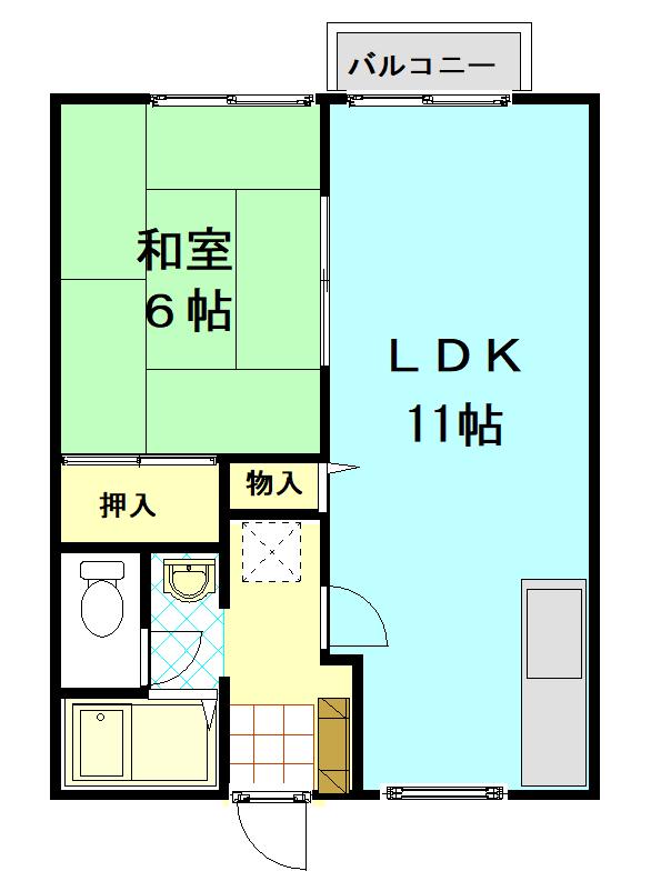 ルピナスハイツA(1LDK/2階)の間取り写真