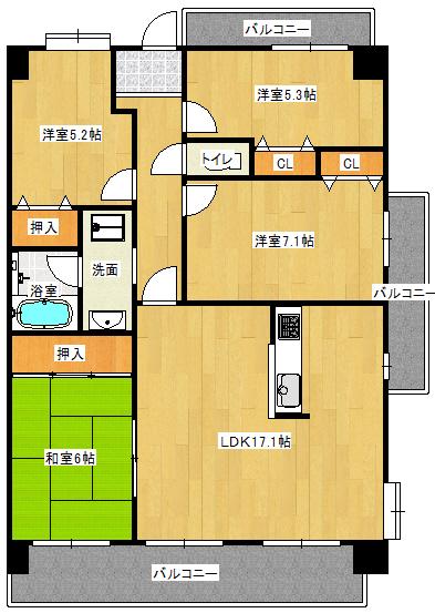 アメリア6番館(4LDK/6階)の間取り写真
