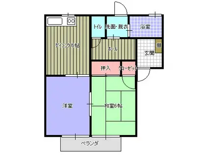 コンフォートおがたB棟(2DK/1階)の間取り写真