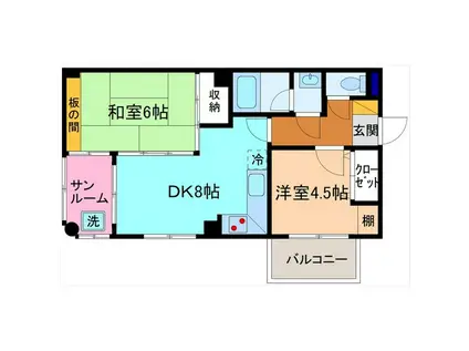 ドマーニ桜田(2DK/4階)の間取り写真