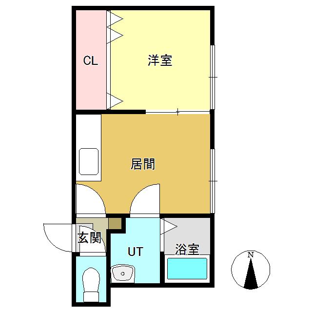 リライアブル発寒(1DK/2階)の間取り写真