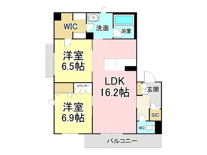 LUJEKA足原(2LDK/3階)の間取り写真