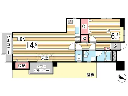 芦屋ニューコーポI番館(1LDK/7階)の間取り写真