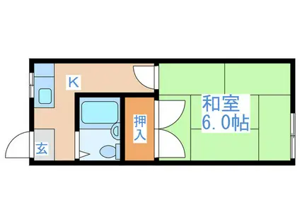 西川ハイツ(1K/3階)の間取り写真