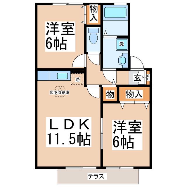 パティオ山ノ下(2LDK/1階)の間取り写真