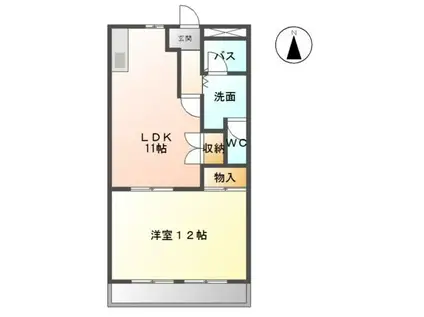 Tハピネス(1LDK/2階)の間取り写真