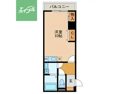 ヴィラージュ・シャル夢(ワンルーム/2階)の間取り写真