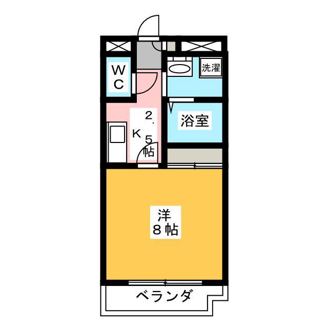 サンセントラル(1K/2階)の間取り写真