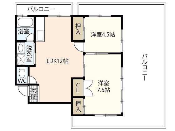 岡田ビル(2LDK/4階)の間取り写真