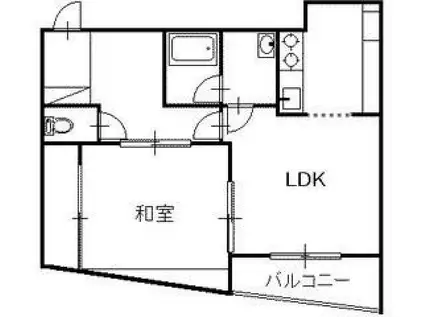 リンクサイドマンション(1LDK/2階)の間取り写真