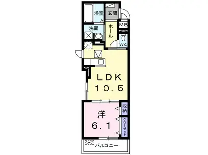 グラン フェリシア(1LDK/1階)の間取り写真