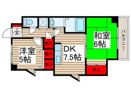 モンシャトー松戸(2DK/2階)の間取り写真