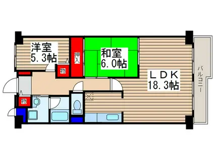 コンドミニアム坂戸(2LDK/11階)の間取り写真