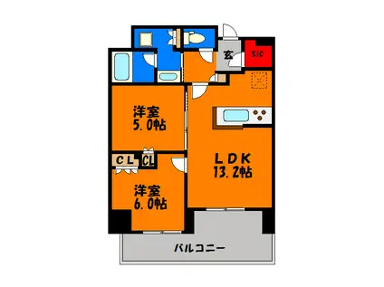新日本EXビル(2LDK/8階)の間取り写真