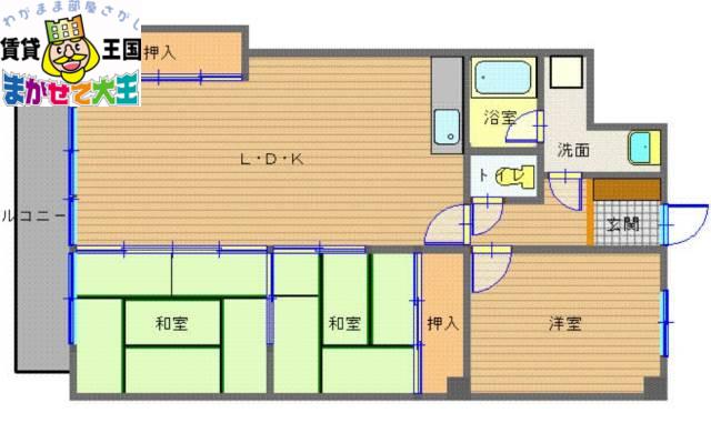 サンロード富士(3LDK/4階)の間取り写真