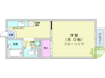 グランディール黒松(1K/2階)の間取り写真