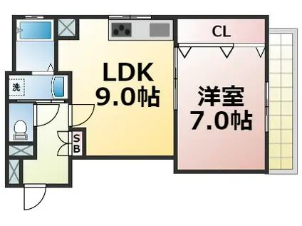 イルシオン深江橋(1LDK/2階)の間取り写真