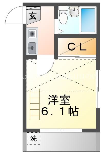 西羽田ヴィレッジ(1K/1階)の間取り写真