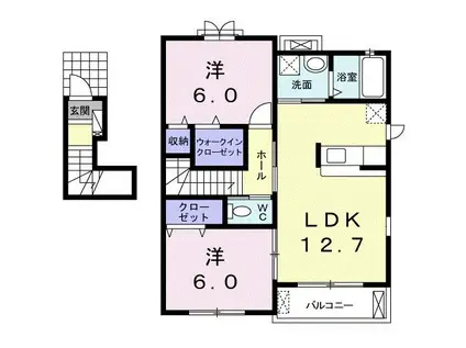 ハピネスハウス Y(2LDK/2階)の間取り写真