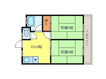 ちくし荘(2DK/2階)の間取り写真
