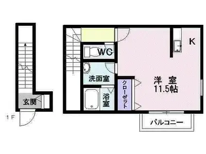 コータ・コートM(ワンルーム/2階)の間取り写真