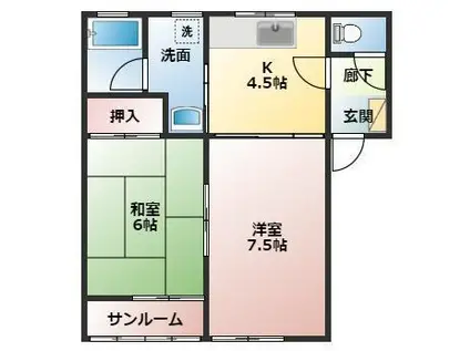 グリーンリーブズK A(2K/1階)の間取り写真