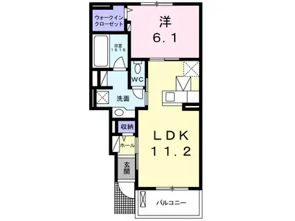 フォルシアI(1LDK/1階)の間取り写真