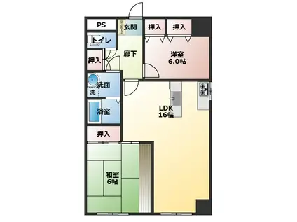 WAJIMA小雑賀マンション(2LDK/2階)の間取り写真