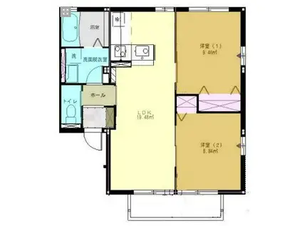 メゾネット(2LDK/1階)の間取り写真