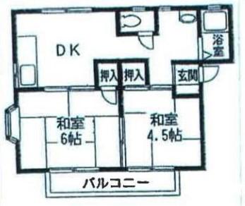 オークハイツ(2DK/1階)の間取り写真