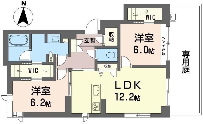 桜ヒルズ(2LDK/1階)の間取り写真
