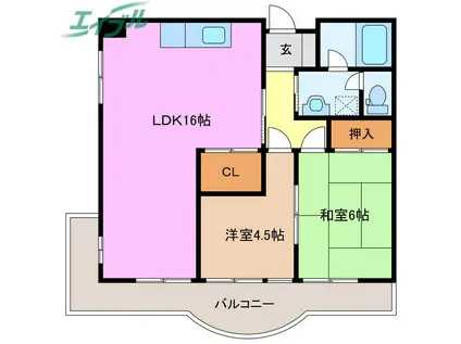 ユーレジデンス・サンスター(2LDK/3階)の間取り写真