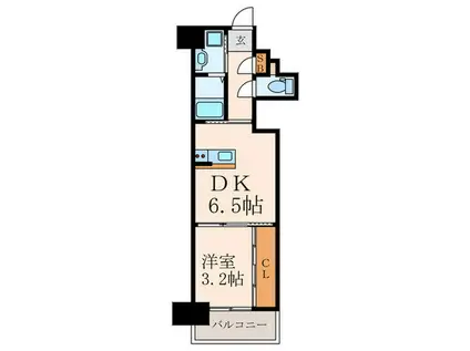 ウイングス到津の森(1DK/5階)の間取り写真
