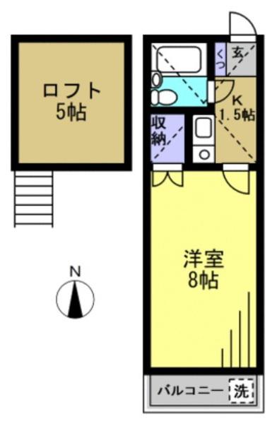 第7ハイツ春野(1K/2階)の間取り写真