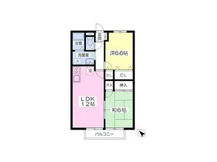 パセオミレニアム(2LDK/2階)の間取り写真