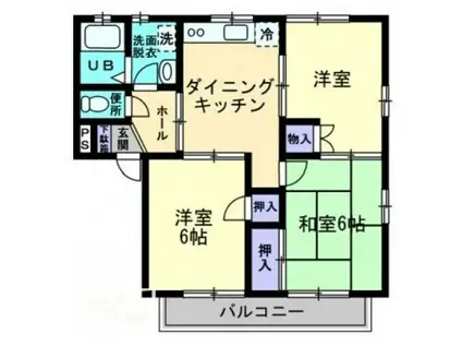 メゾニティーブラッサム(3DK/1階)の間取り写真