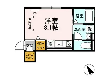 AUGUST(ワンルーム/2階)の間取り写真