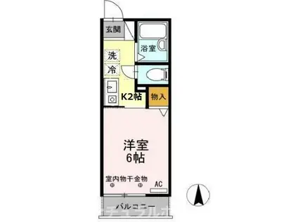 ハミング南牛川(1K/1階)の間取り写真