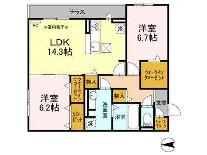 リヴェール広田(2LDK/3階)の間取り写真