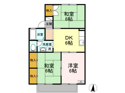 シンセラー羽田B棟(3DK/1階)の間取り写真