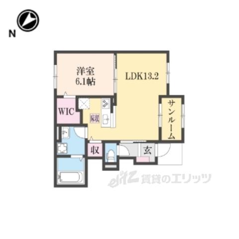 ラ ヴェローナ(1LDK/1階)の間取り写真