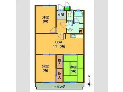 第2橋本マンション(3LDK/4階)の間取り写真