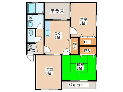 エステートあやめ(3DK/1階)の間取り写真